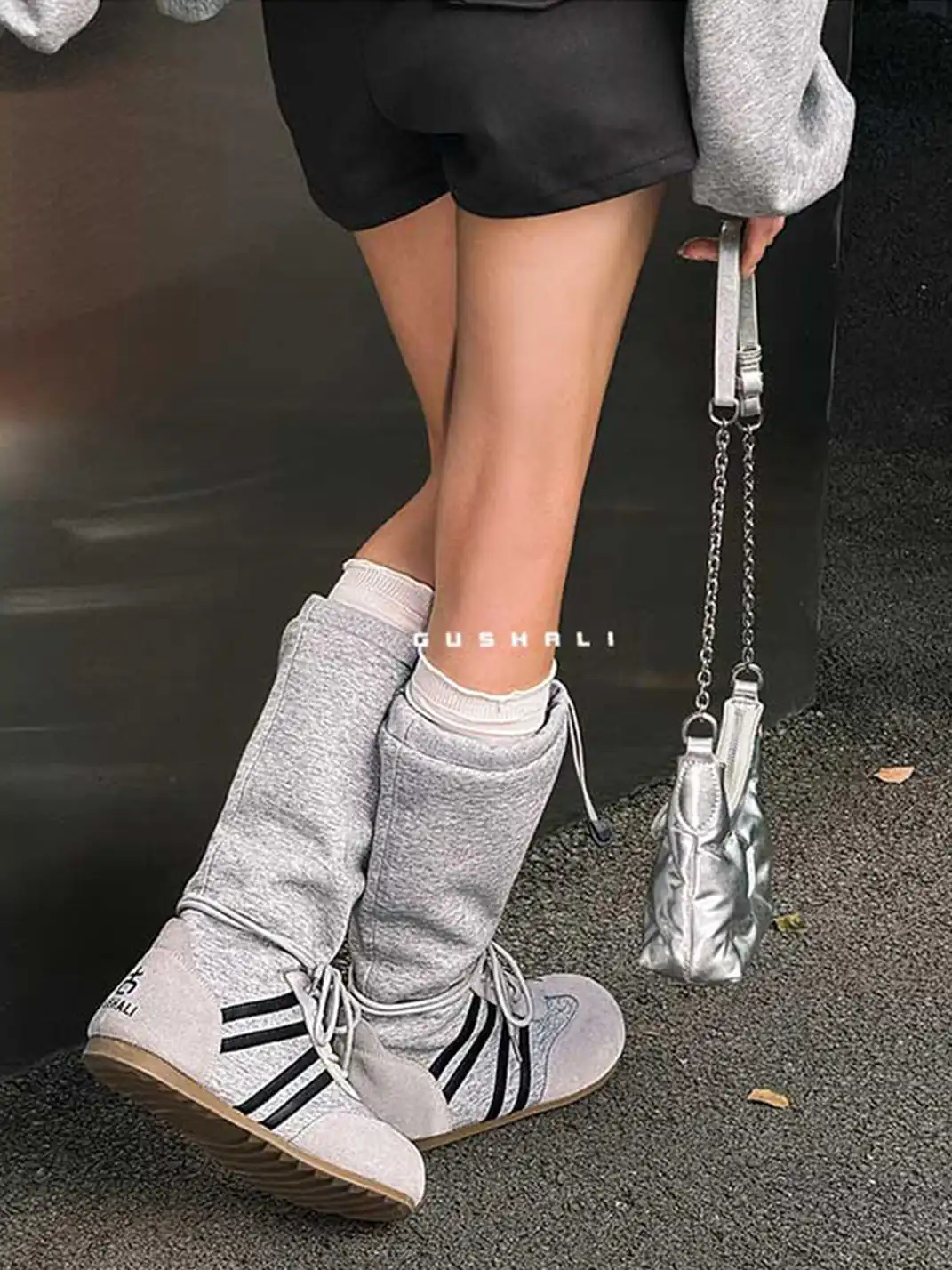 GSL | Draw String Shaft Boxing Boots - Gray