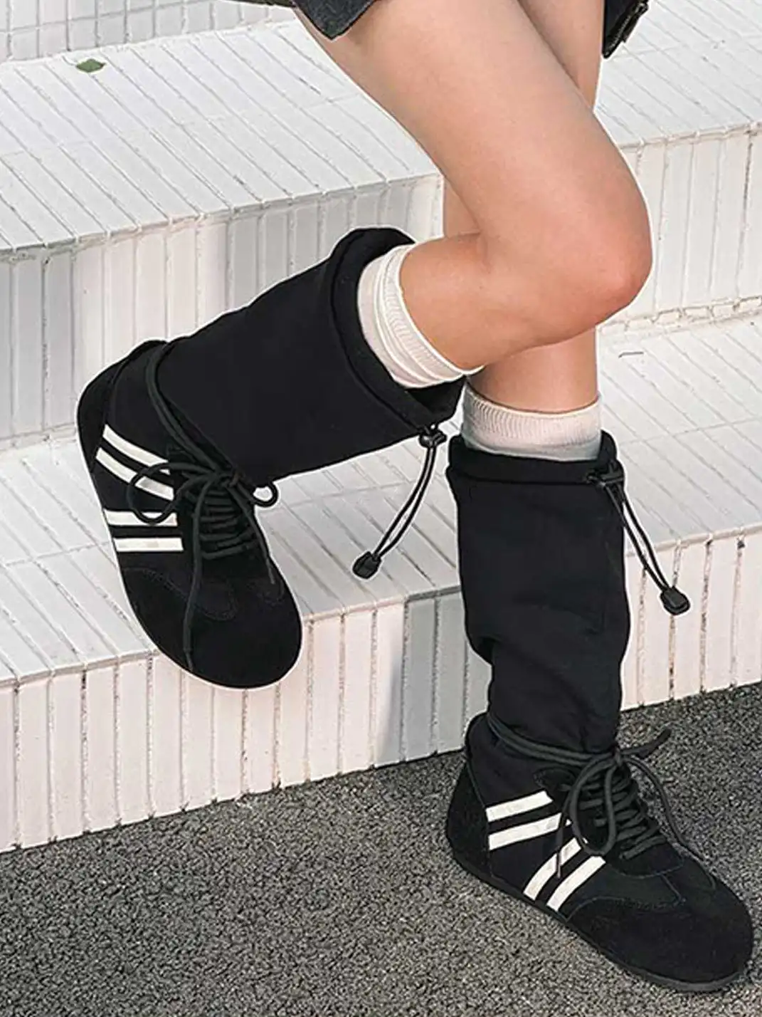 GSL | Draw String Shaft Boxing Boots - Black