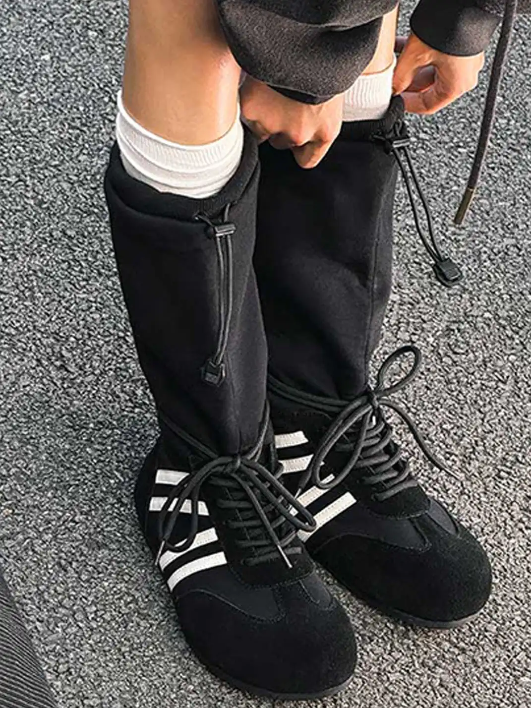 GSL | Draw String Shaft Boxing Boots - Black