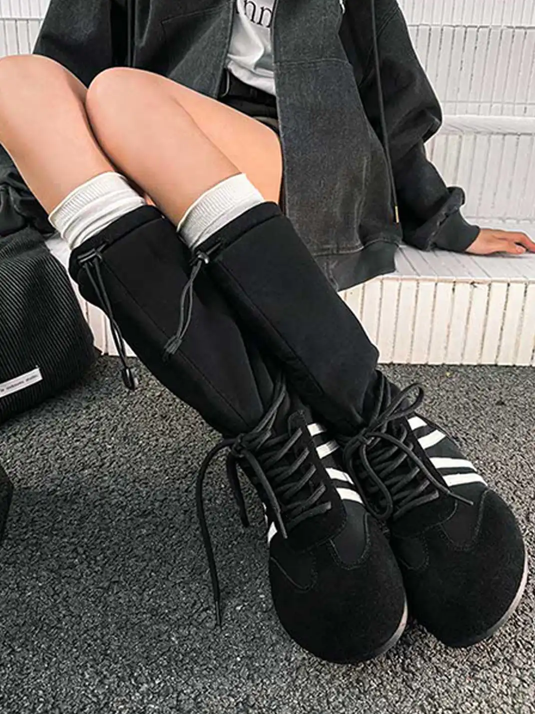 GSL | Draw String Shaft Boxing Boots - Black
