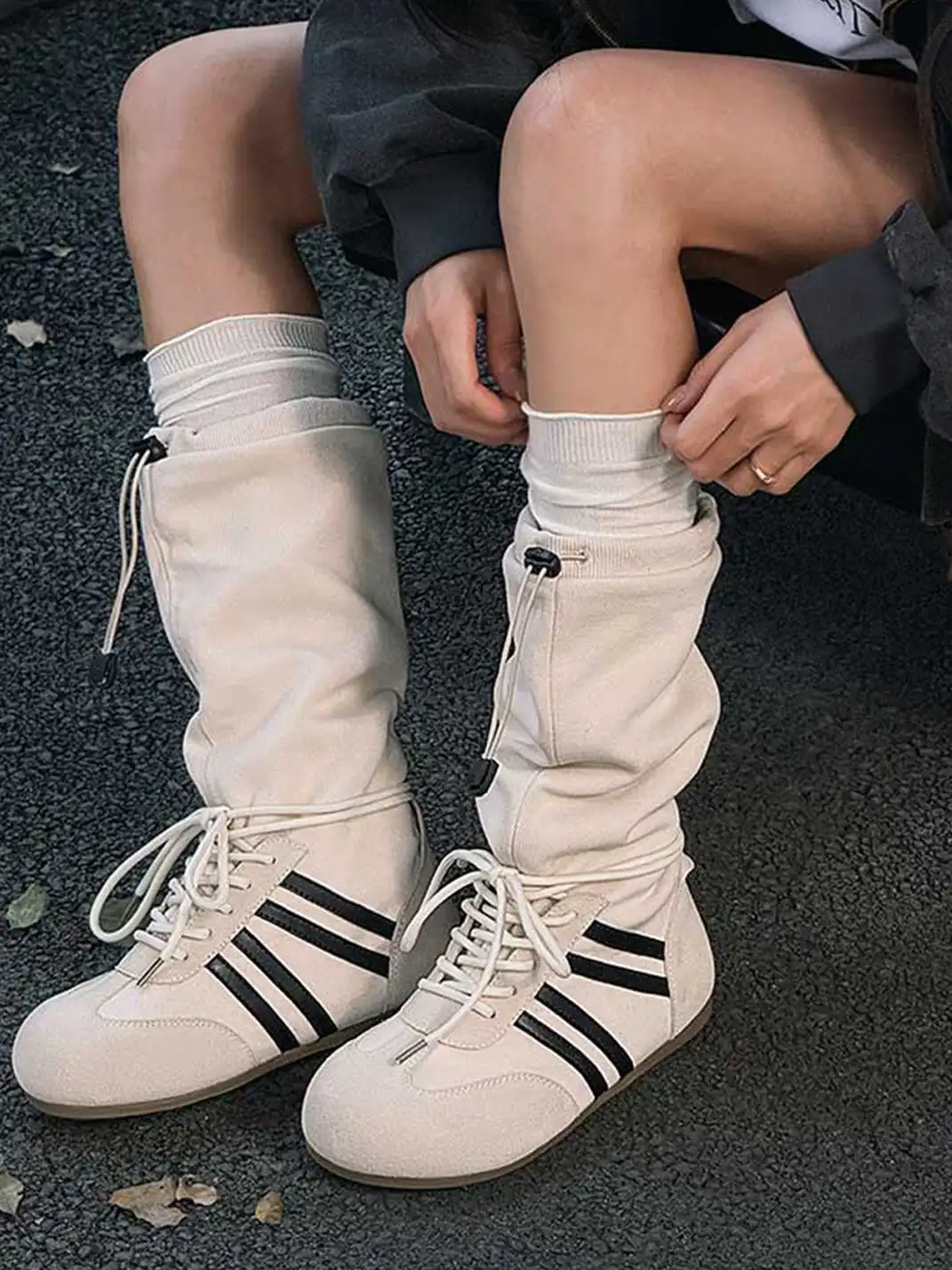 GSL | Draw String Shaft Boxing Boots - White
