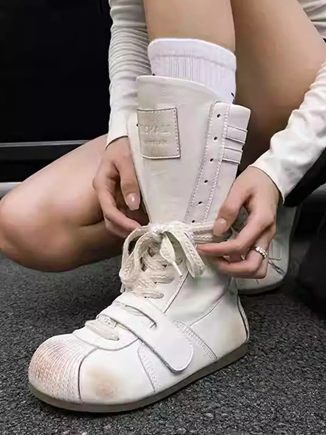 GSL | ”KNOCK OUT PRO" Leather Boxer Boots - Aged White