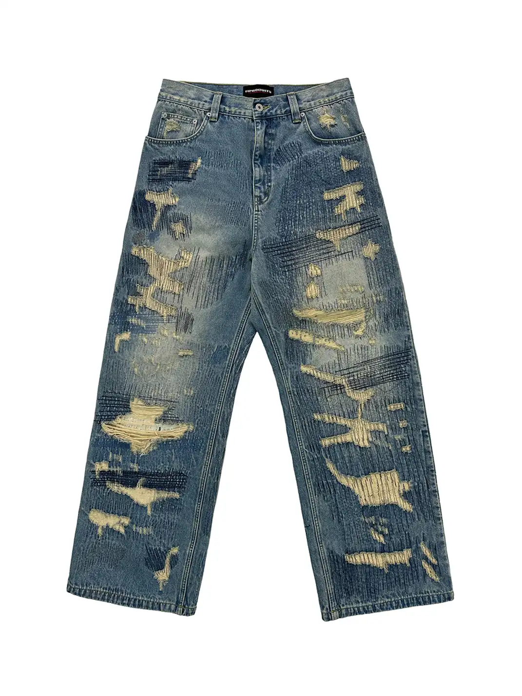 UNKNOWNWORLD | Distressed Straight Leg Jeans
