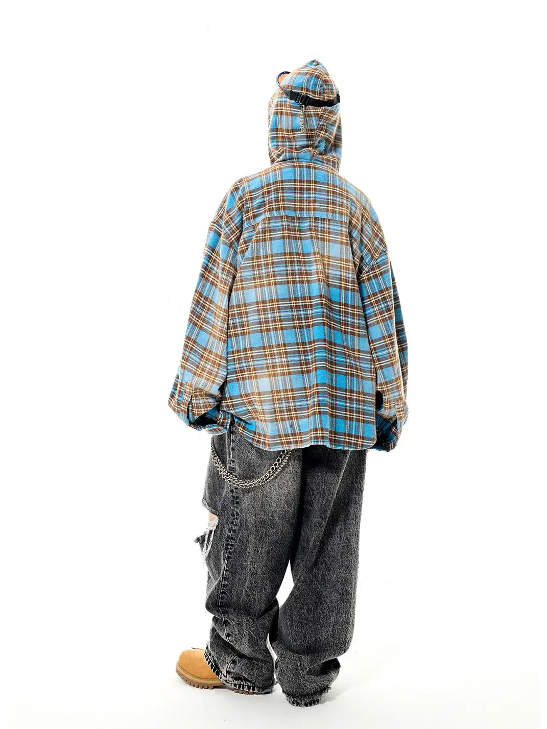 UNKNOWNWORLD | Plaid Oversize Hooded Shirt