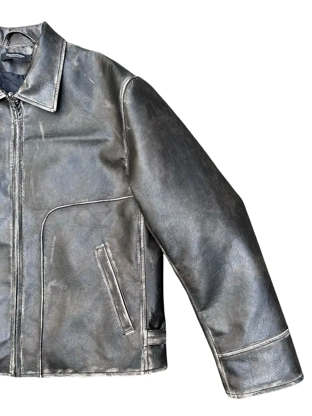 UNKNOWNWORLD | Recycled Distress Leather Jacket