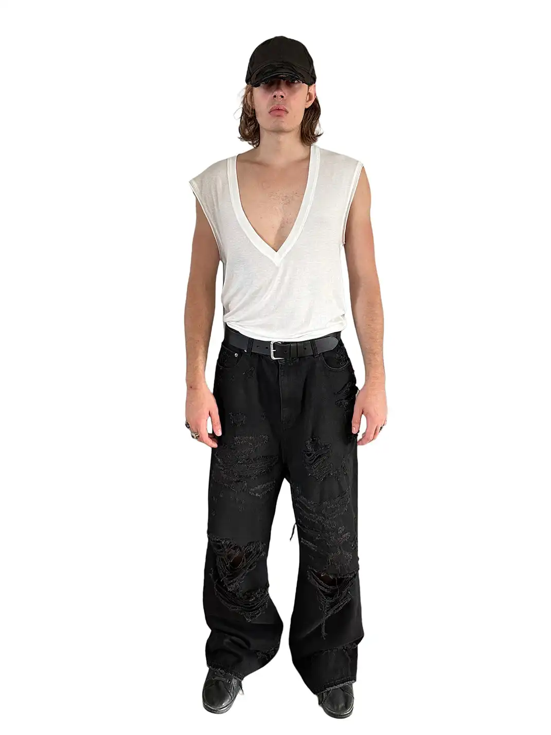 UNKNOWNWORLD | Ripped Straight Leg Jeans