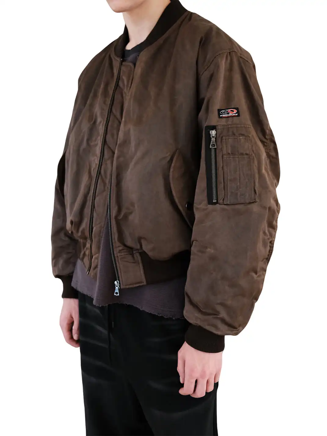 UNKNOWNWORLD | Waxed Bomber Jacket-Brown