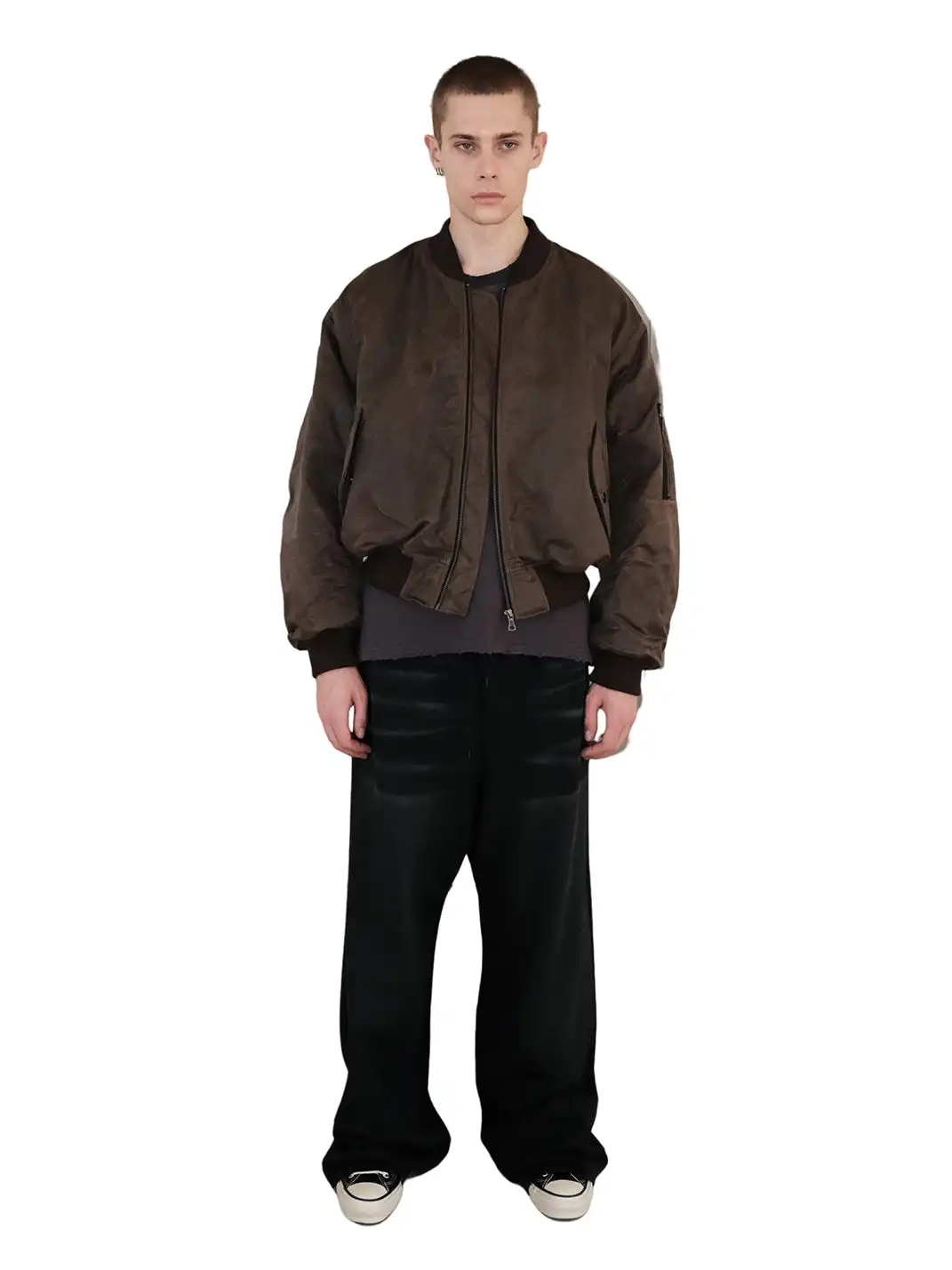 UNKNOWNWORLD | Waxed Bomber Jacket-Brown