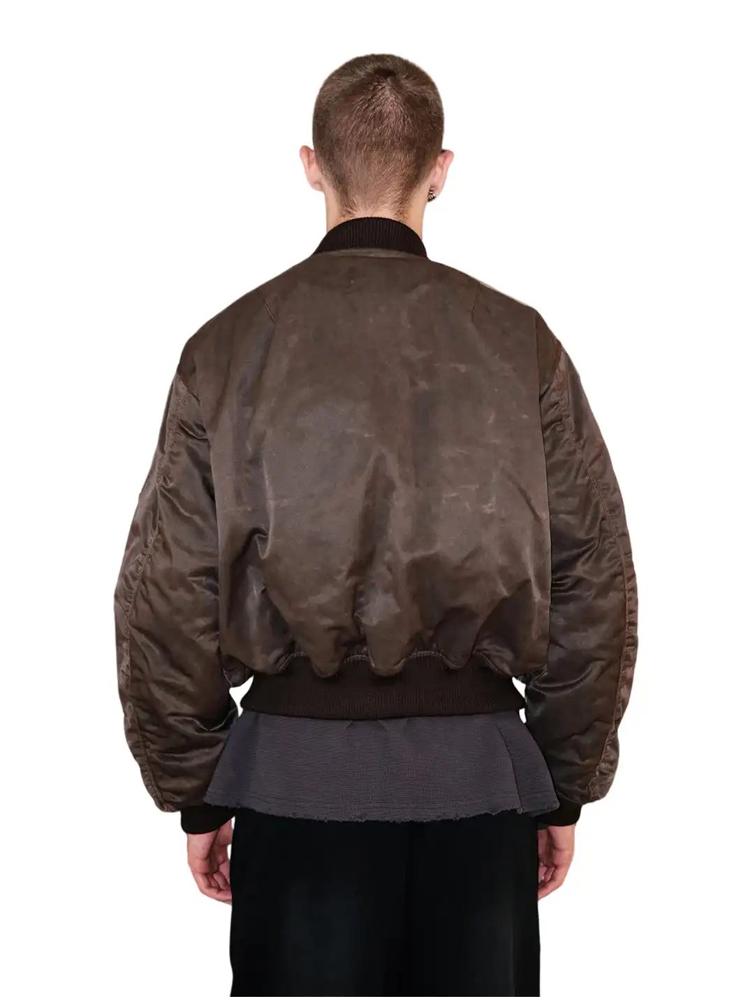 UNKNOWNWORLD | Waxed Bomber Jacket-Brown
