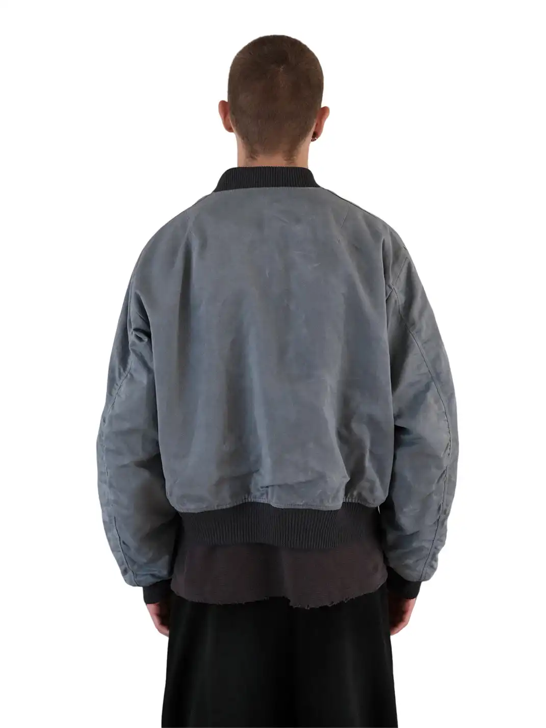 UNKNOWNWORLD | Waxed Bomber Jacket-Fog Blue