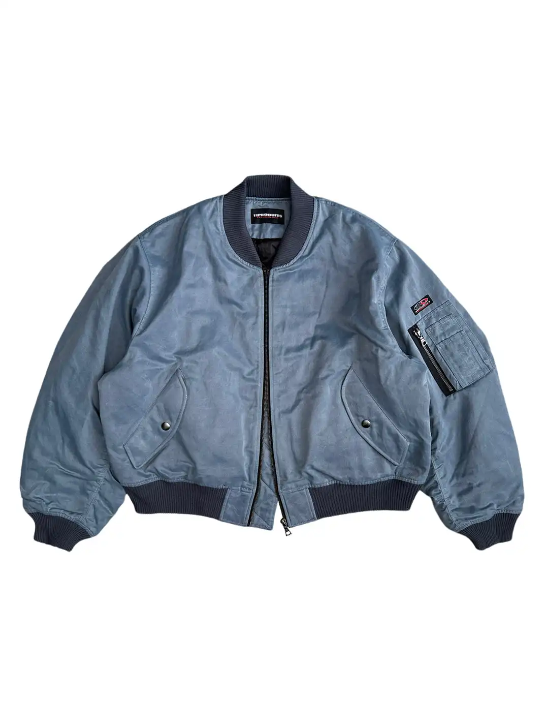 UNKNOWNWORLD | Waxed Bomber Jacket-Fog Blue