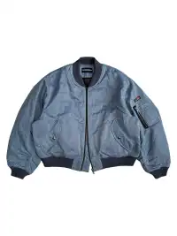UNKNOWNWORLD | Waxed Bomber Jacket-Fog Blue