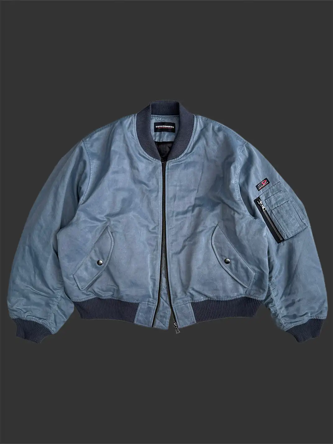 UNKNOWNWORLD | Waxed Bomber Jacket-Fog Blue