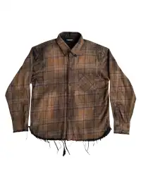 UNKNOWNWORLD | Ripped Hem Distress Plaid Shirt