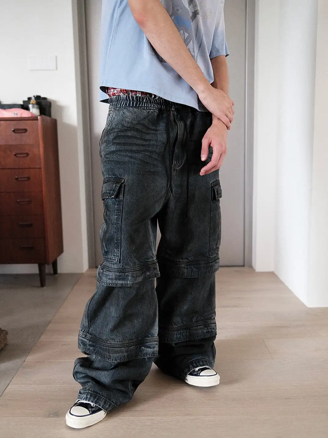 UNKNOWNWORLD | Distressc Removable Legs Baggy Jeans