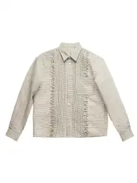 6CRAYON | Ruffle Plaid Cotton Shirt - Off White