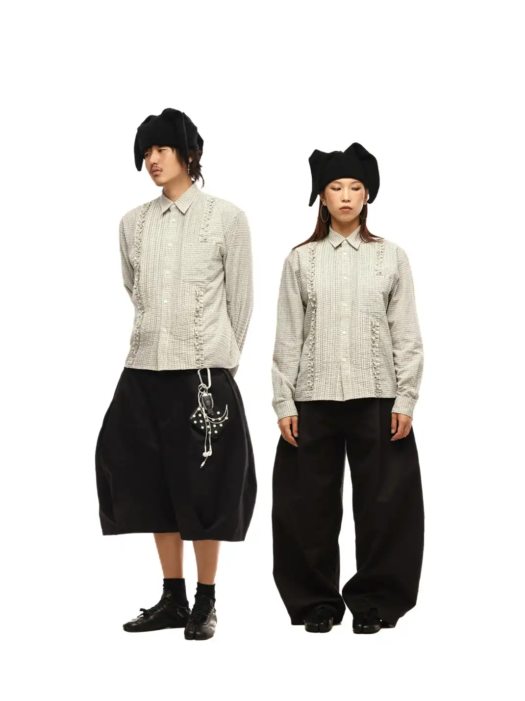 6CRAYON | Ruffle Plaid Cotton Shirt - Off White