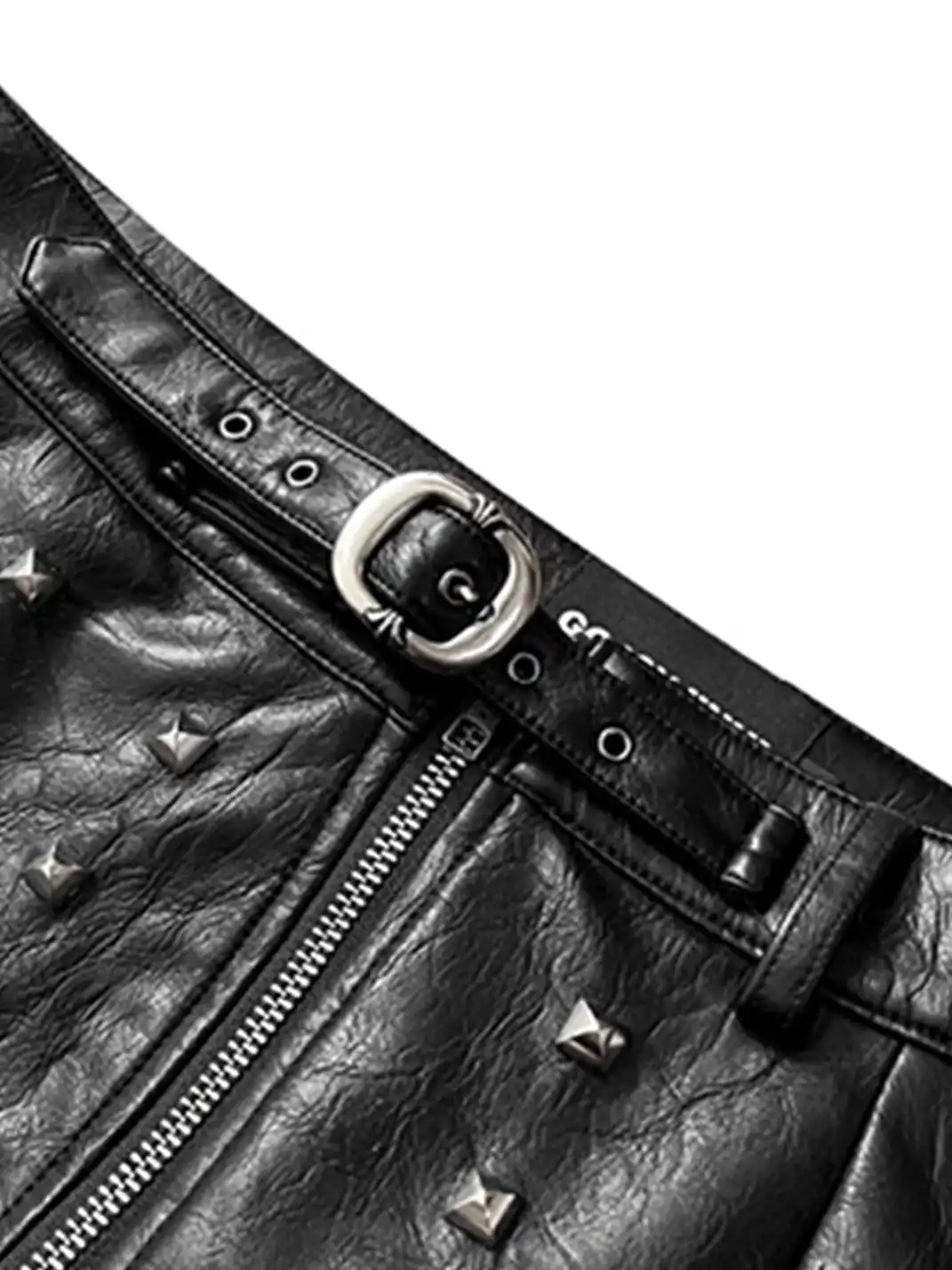 GOJOYJINNI | Rivet Pleat Leather Skirt