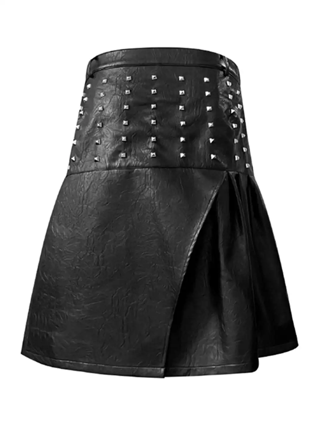GOJOYJINNI | Rivet Pleat Leather Skirt