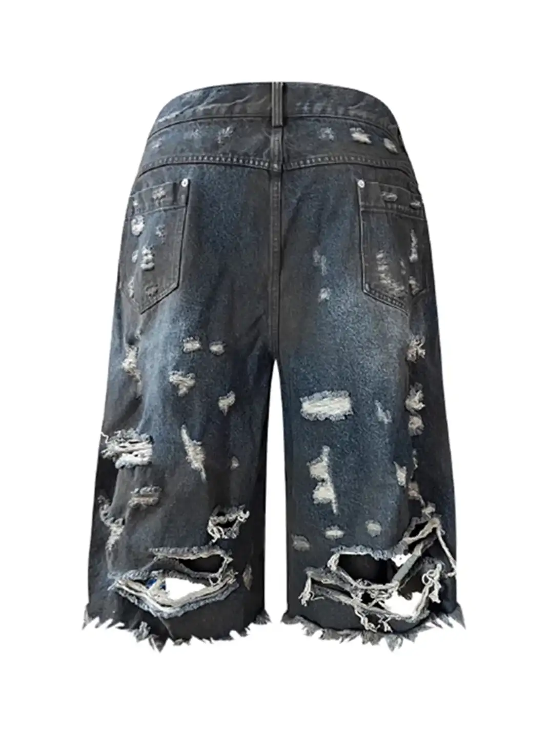 GOJOYJINNI | Ripped Pleat 3/4 Jean Shorts