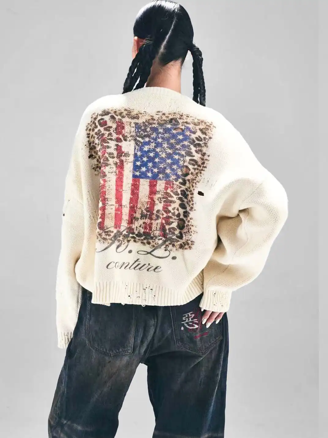 REGEN ZONE | Distressed American Flag Sweater