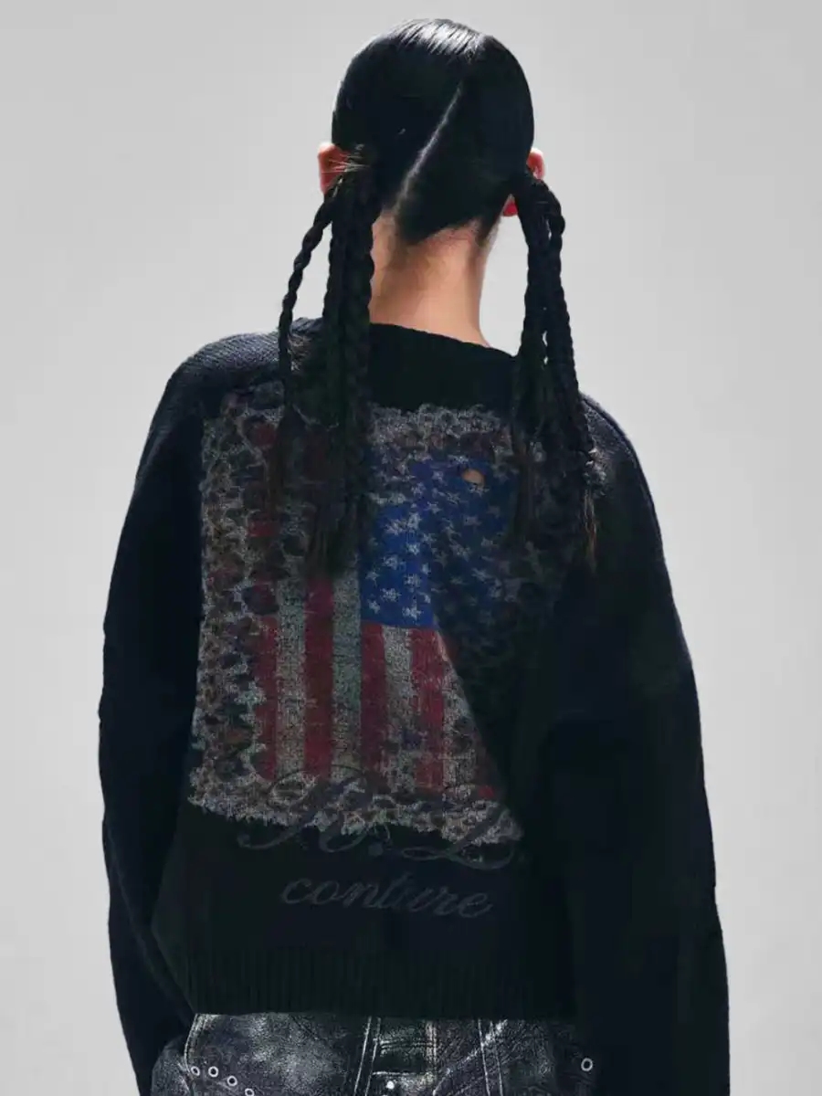 REGEN ZONE | Distressed American Flag Sweater - 4