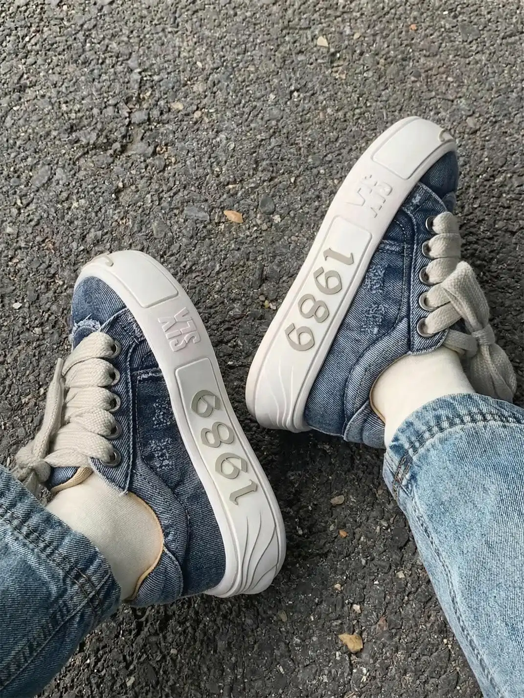 SALAXI | "OWL 2.0" Ripped Denim Skate Sneaker