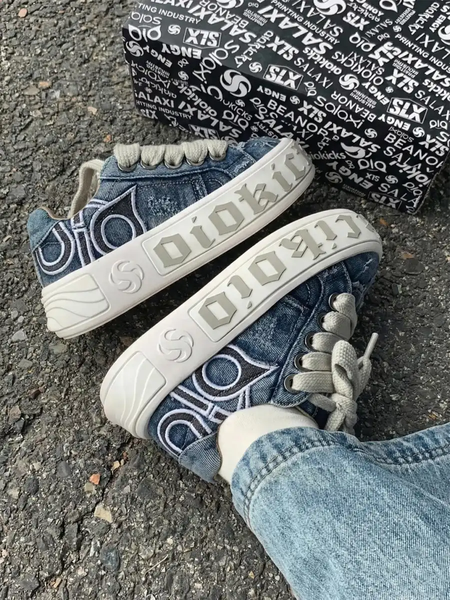 SALAXI | "OWL 2.0" Ripped Denim Skate Sneaker - 4