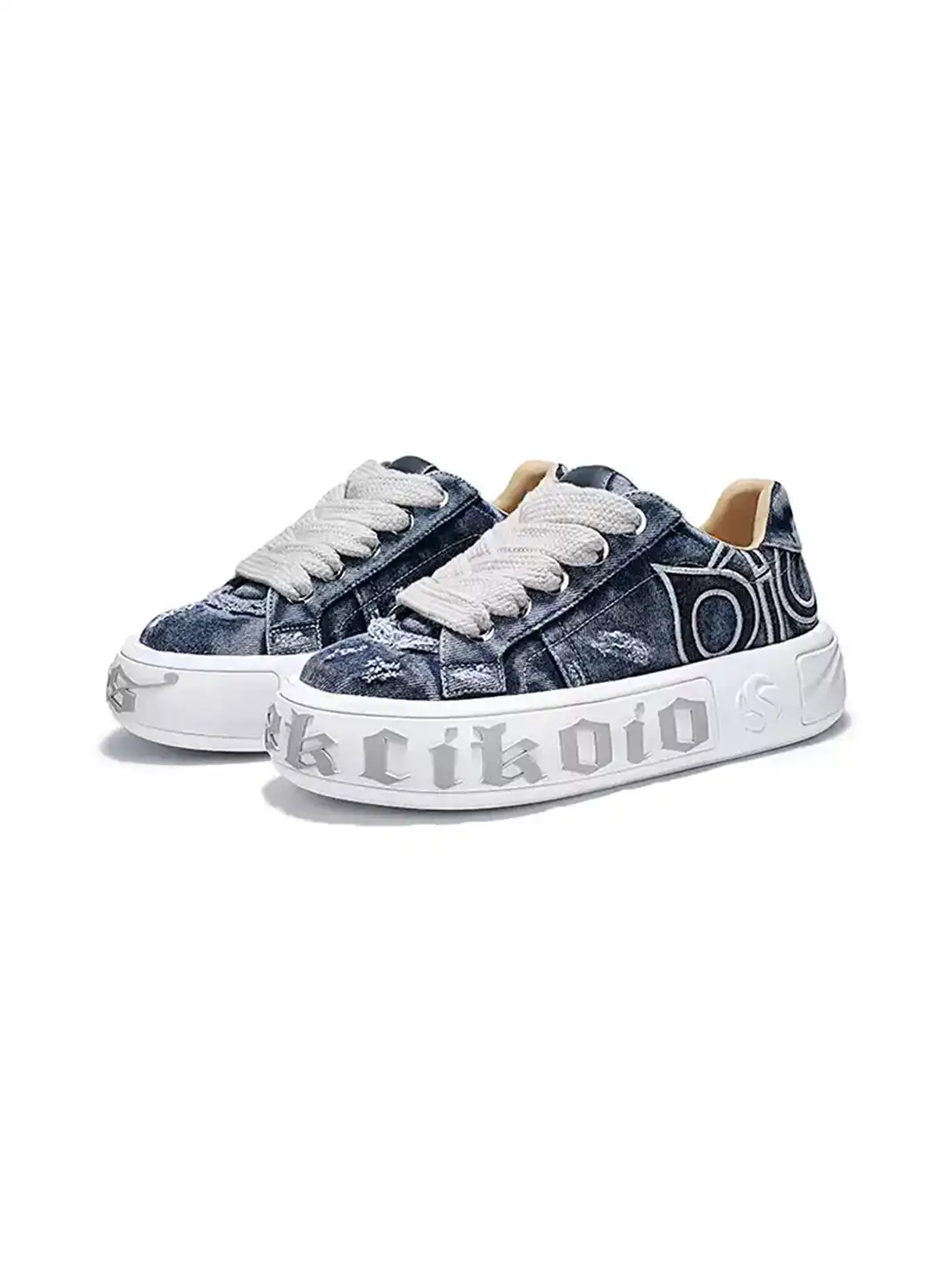 SALAXI | "OWL 2.0" Ripped Denim Skate Sneaker