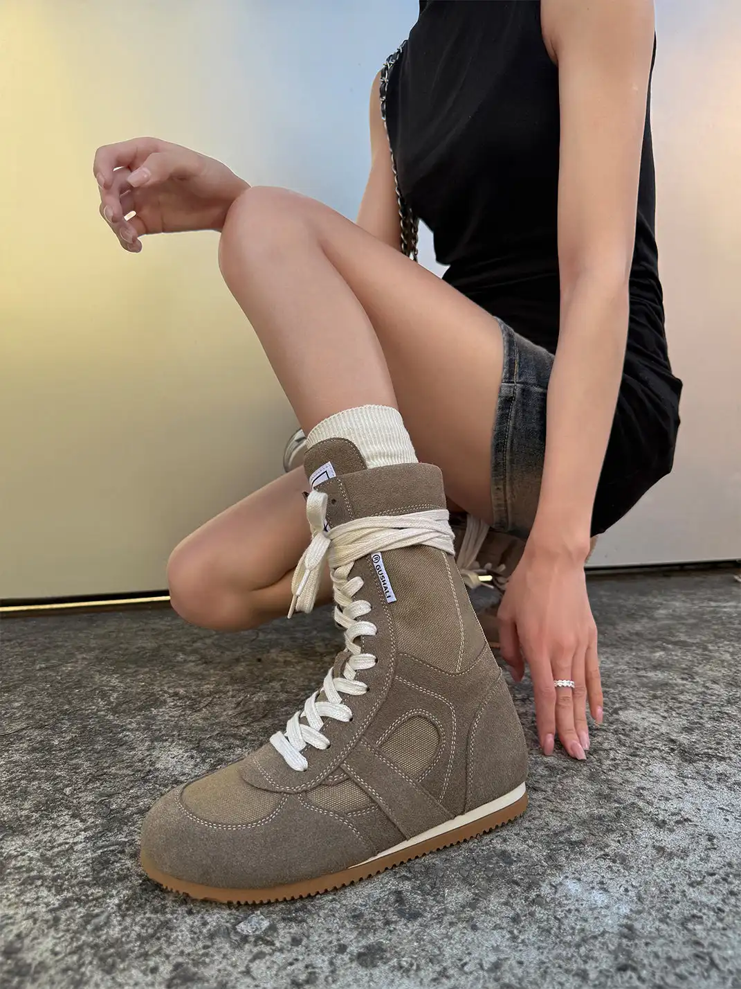 GSL | "Knockout" Hybrid Boxing Trainer Boots-Khaki