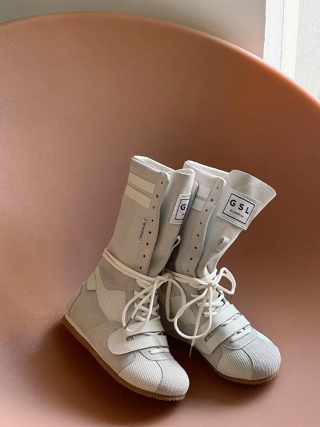 GSL | "Knockout Pro2.0" Hybrid Velcro Boxing Trainer Boots-White