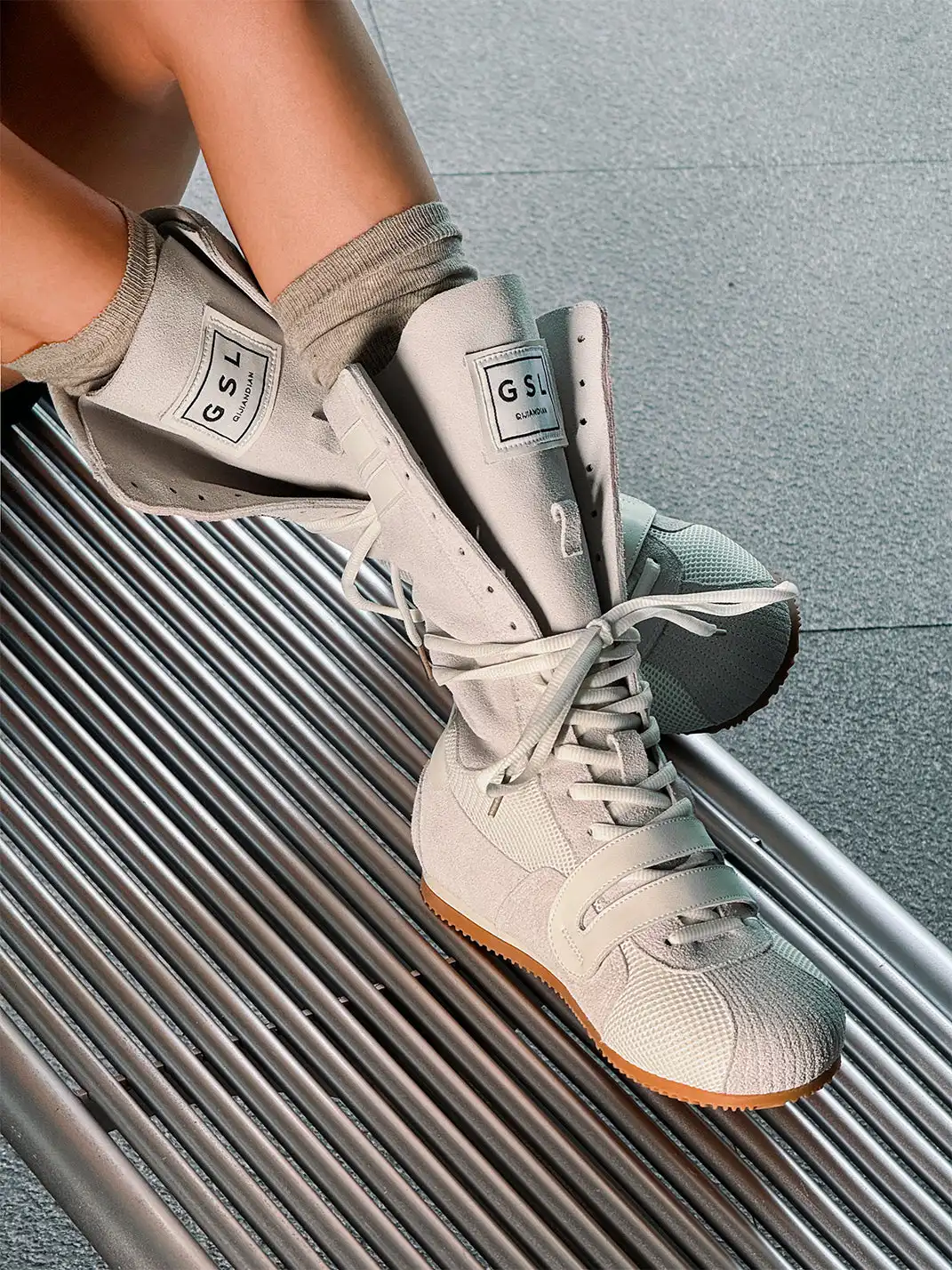 GSL | "Knockout Pro2.0" Hybrid Velcro Boxing Trainer Boots-White