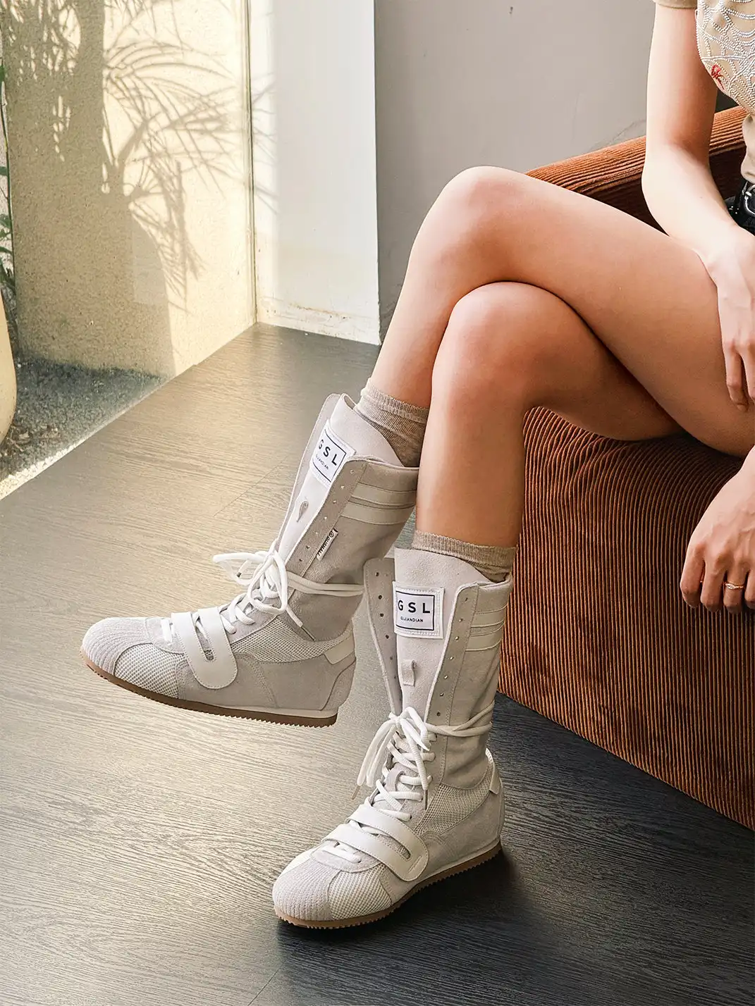 GSL | "Knockout Pro2.0" Hybrid Velcro Boxing Trainer Boots-White