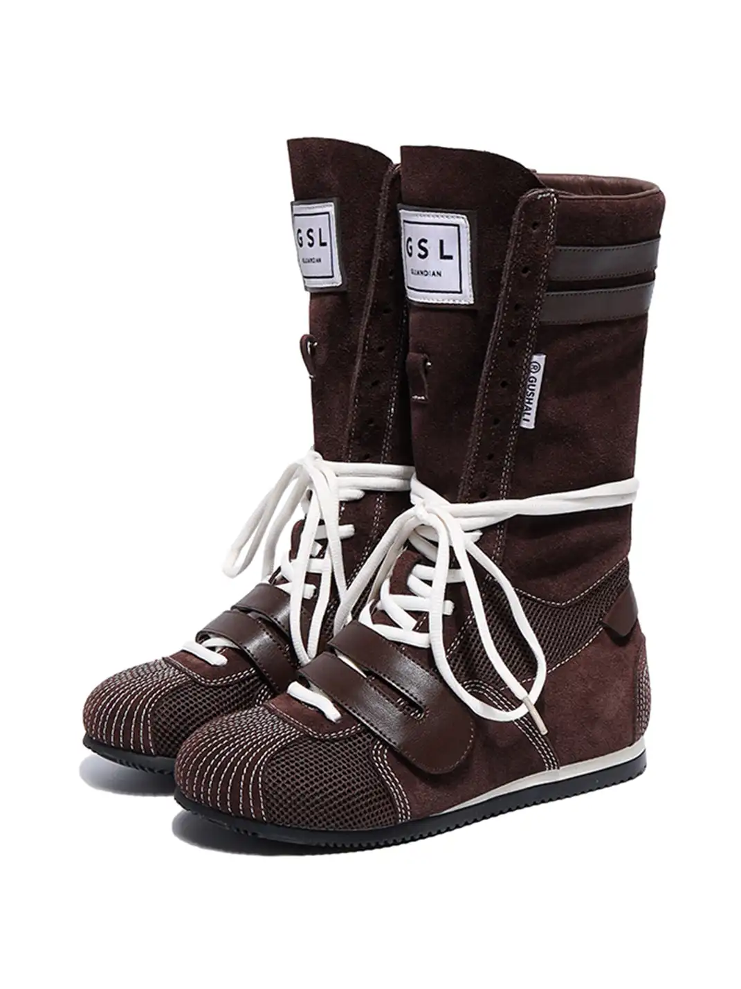 GSL | "Knockout Pro2.0" Hybrid Velcro Boxing Trainer Boots-Brown