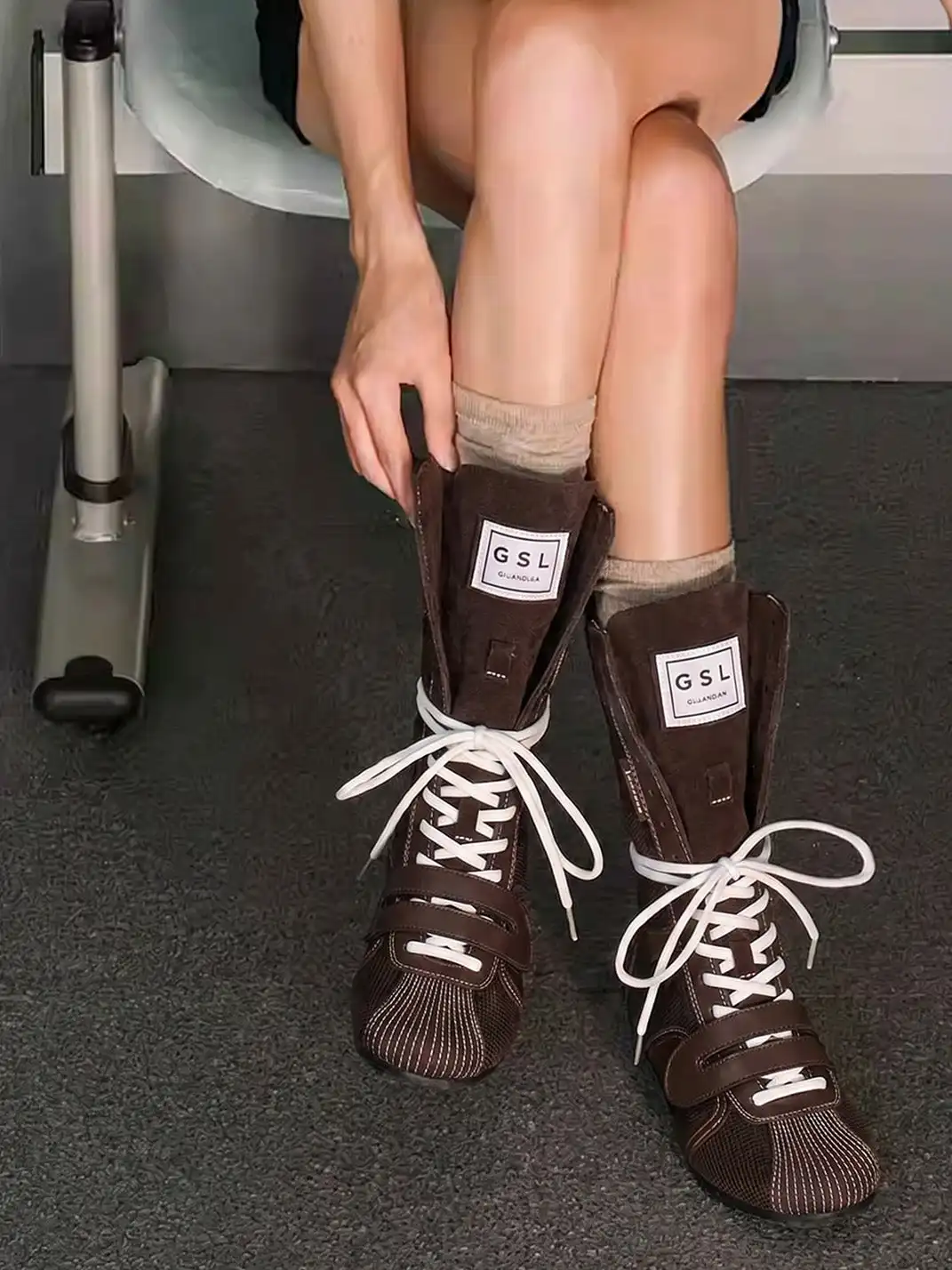 GSL | "Knockout Pro2.0" Hybrid Velcro Boxing Trainer Boots-Brown