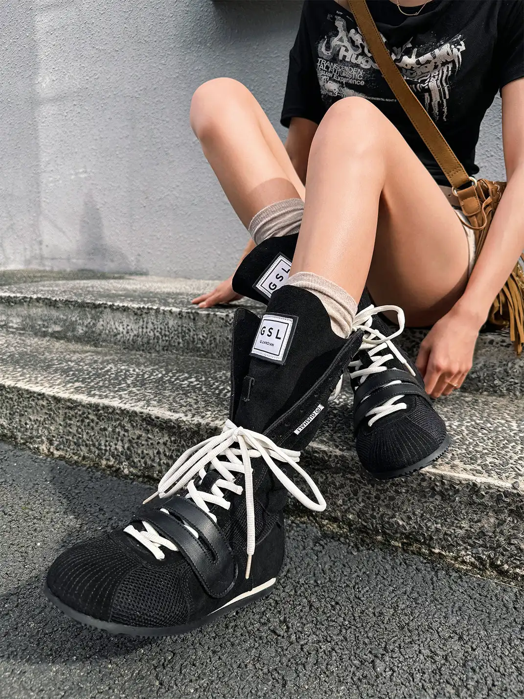 GSL | "Knockout Pro2.0" Hybrid Velcro Boxing Trainer Boots-Black
