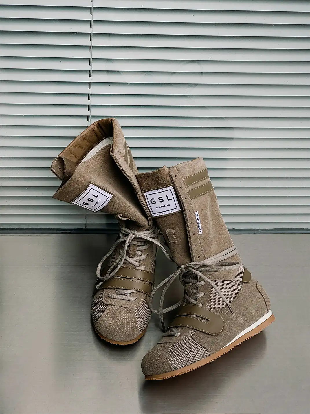 GSL | "Knockout Pro2.0" Hybrid Velcro Boxing Trainer Boots-Khaki