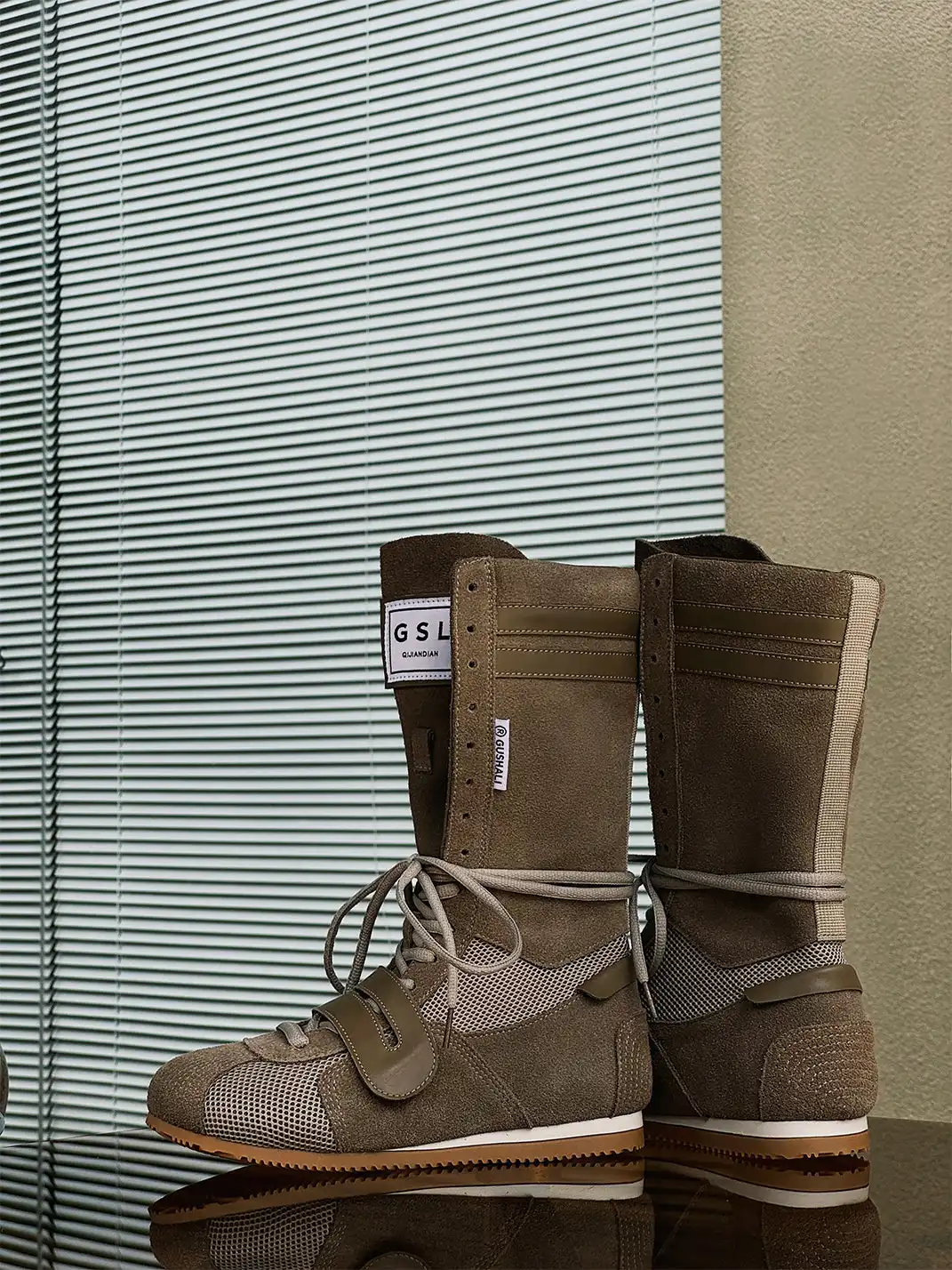 GSL | "Knockout Pro2.0" Hybrid Velcro Boxing Trainer Boots-Khaki