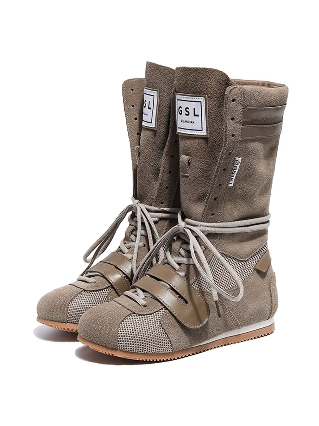 GSL | "Knockout Pro2.0" Hybrid Velcro Boxing Trainer Boots-Khaki