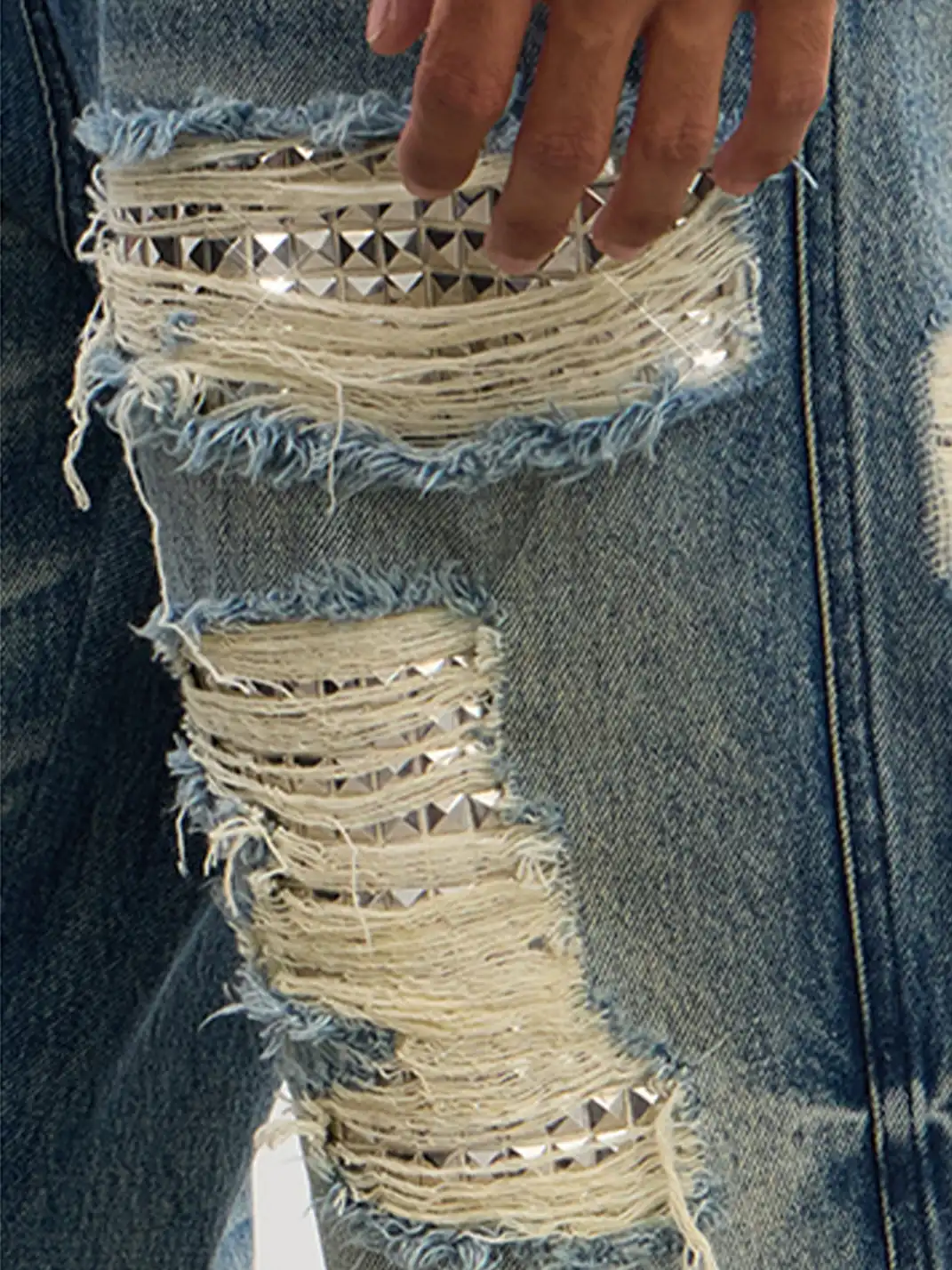DND4DES | Ripped Rivet Bell Bottom Jeans