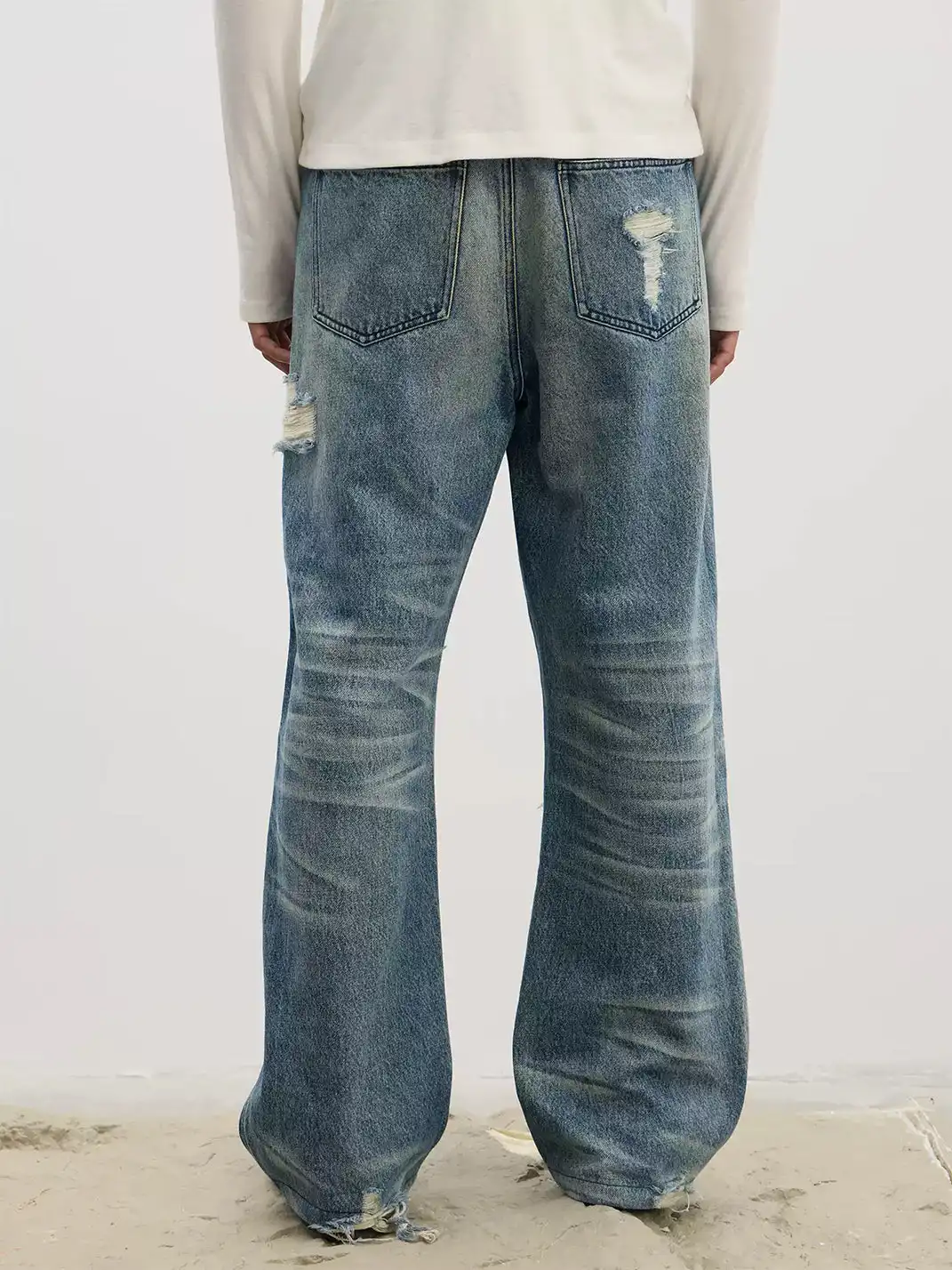 DND4DES | Ripped Rivet Bell Bottom Jeans
