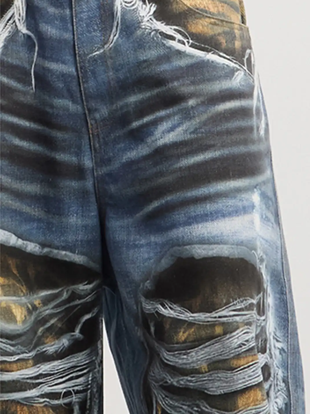 DND4DES | Ripped Leopard Print Baggy Jeans