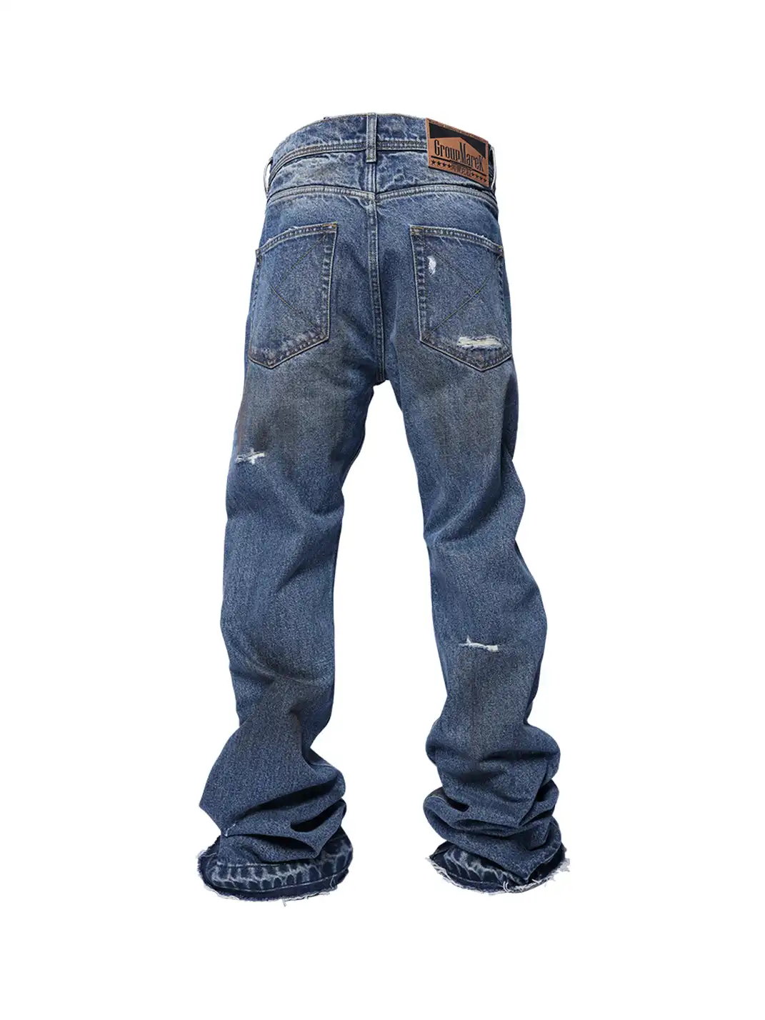 GMK | Distressed Bell Bottom Jeans - Denim Blue