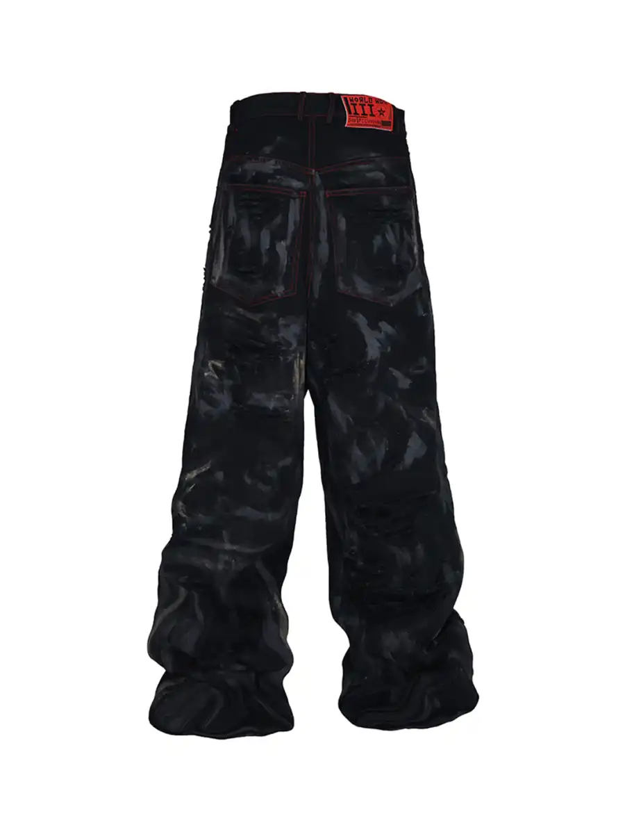 GMK | Destructed Rip Baggy Jeans - 4