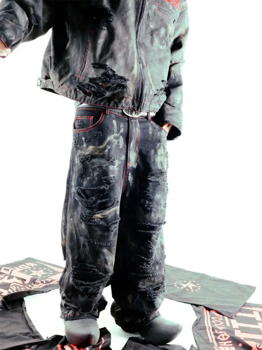 GMK | Destructed Rip Baggy Jeans - 3