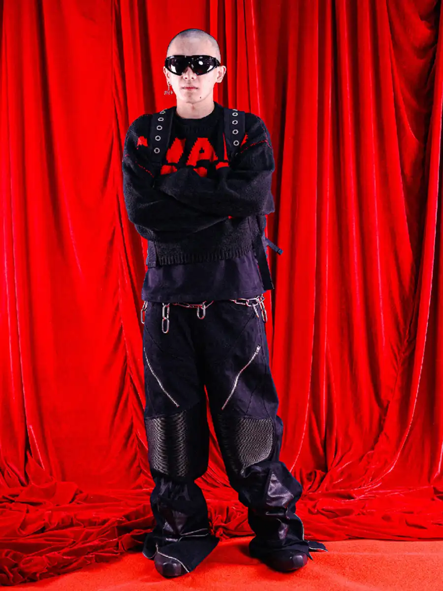 GMK | Leather Patching Biker Jeans - 2