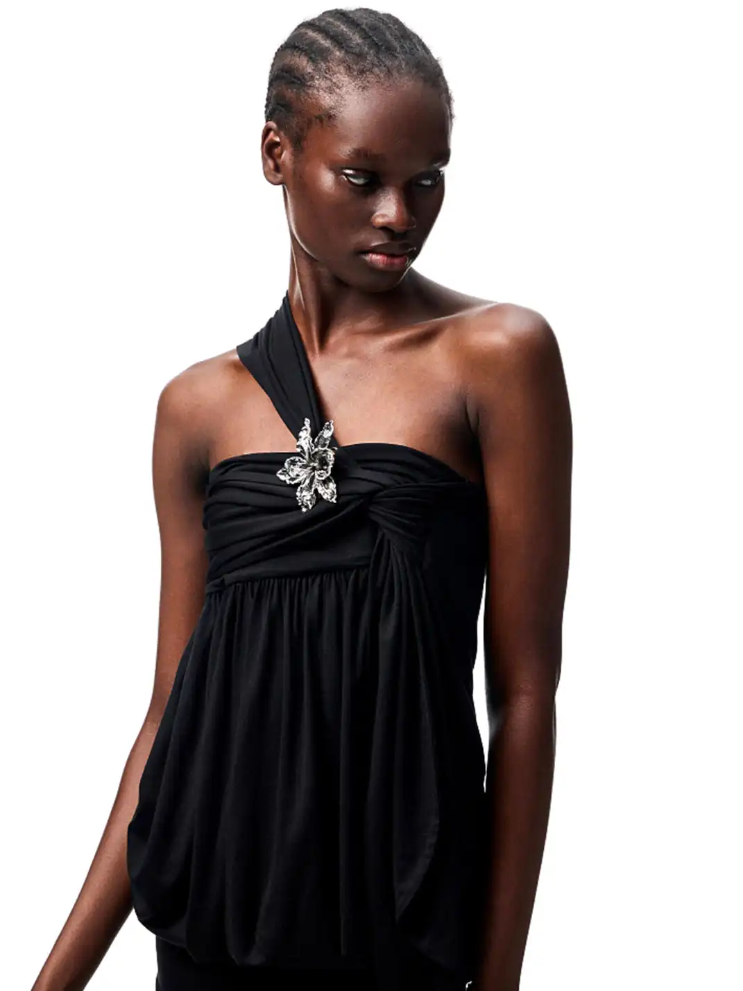 1 JINN STUDIO | Shoulder Strap Floral Acetate Top