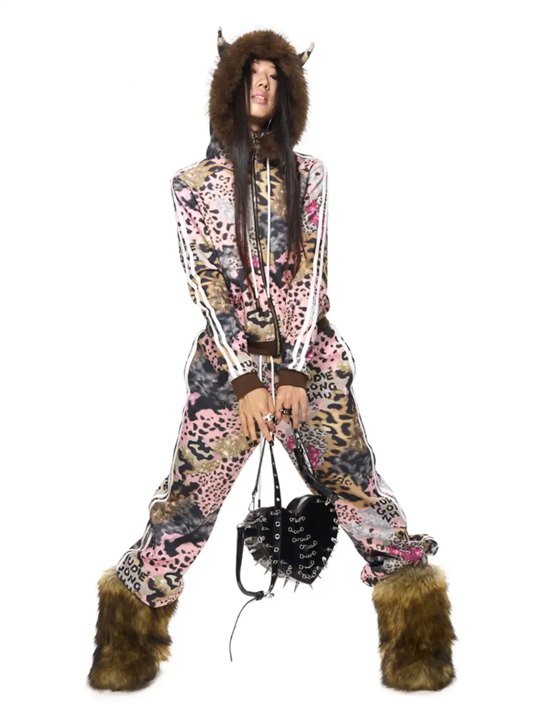 HUDIEGONGZHU | Animal Print Devil Horn Set