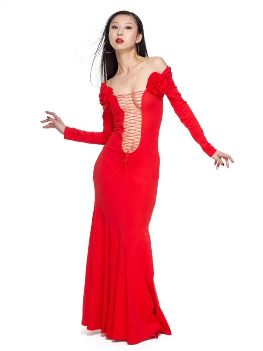 HUDIEGONGZHU | Rversible Crimson Dress - 3