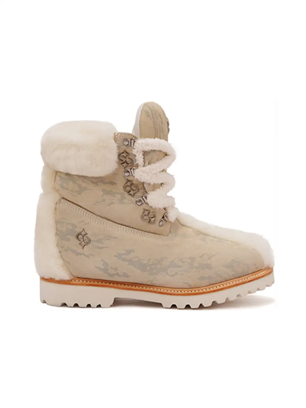 LE LOSANGE | "MOHAWK" Fleece Work Boots-Beige